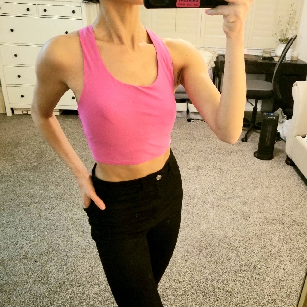 Lululemon Hottie in Pink Strappy Racerback Crop Top bra padding stash it